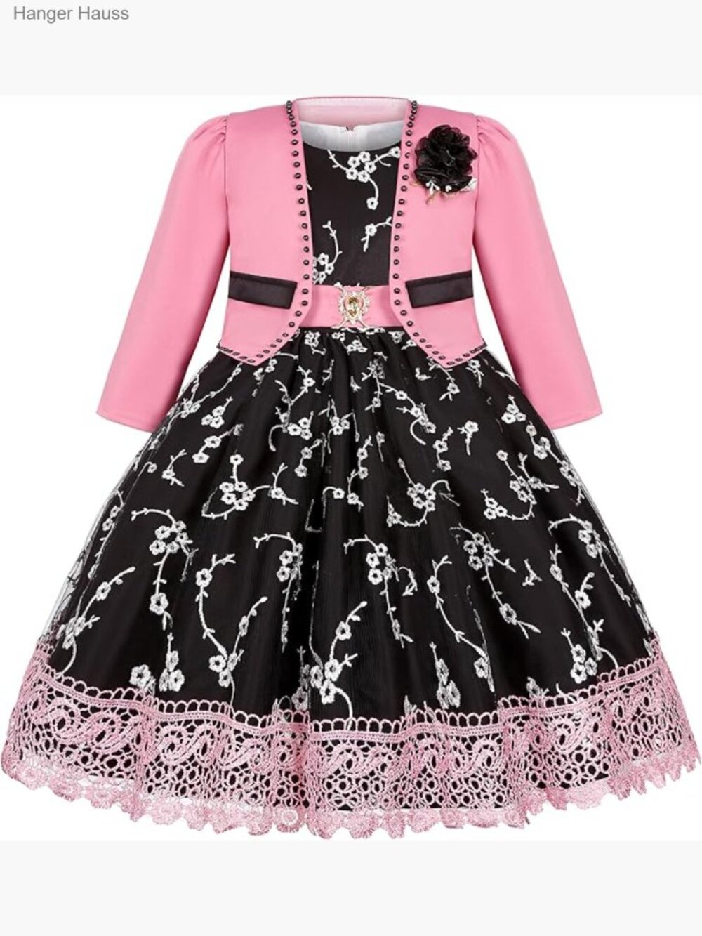 Girls Sleeveless Dress Set with Long Sleeve Outwear